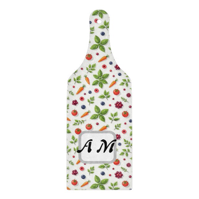  Custom initials Herbs seamless pattern  Cutting Board (Front)