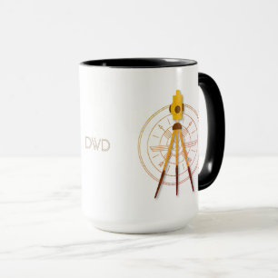 Custom Initials Land Surveyor Compass Mug