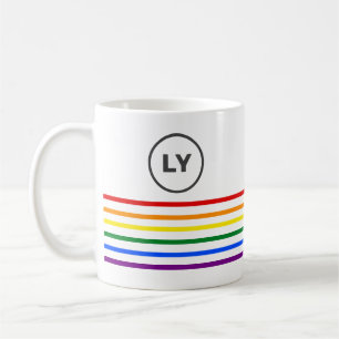 Custom Initials LGBT Pride Flag Stripes Coffee Mug