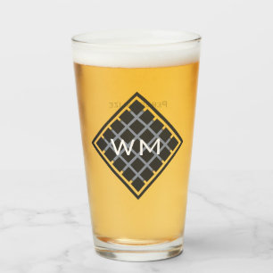 Custom Initials Modern Elegant Manly Chic Black Glass