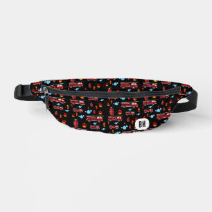 Custom Initials Monogram Boys Firetruck Firemen Bum Bags