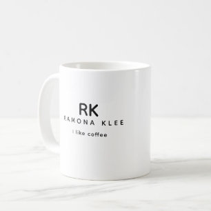 Custom Initials, Name and Slogan 'I like coffee' Coffee Mug