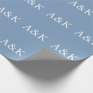 Custom Initials on Dusty Slate Blue Wedding Wrapping Paper