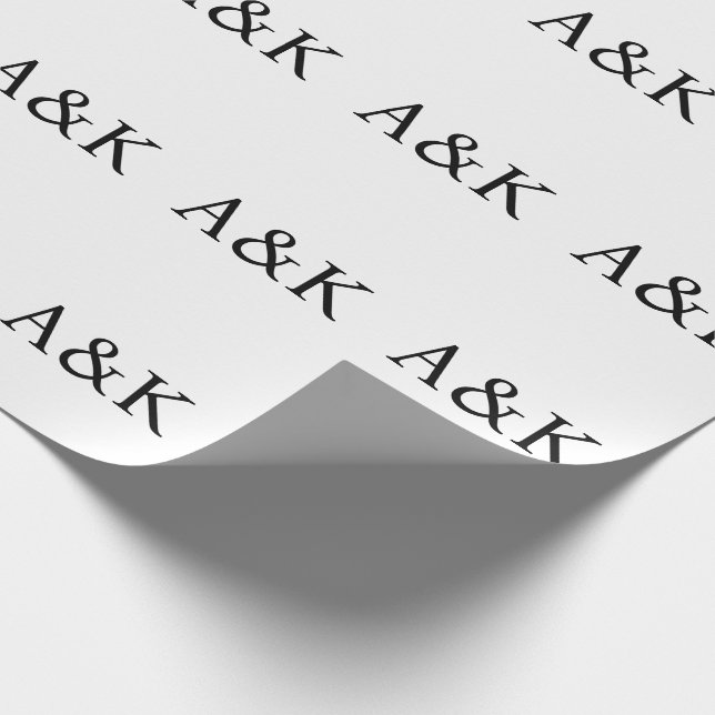 Custom Initials on White Wedding Gift Wrapping Paper (Corner)