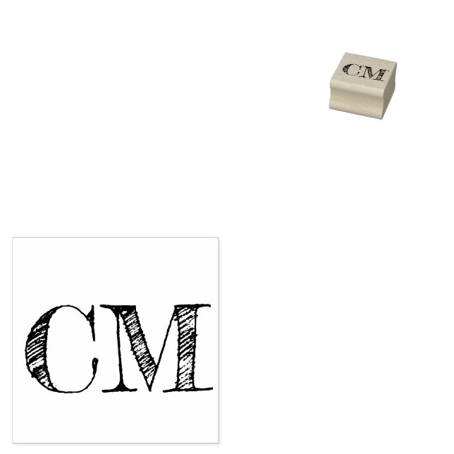 Custom Initials Personalised Rubber Stamp (Stamped)