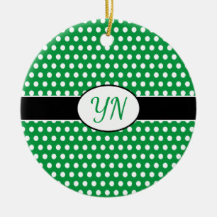 Custom initials Polka Dot Ceramic Tree Decoration