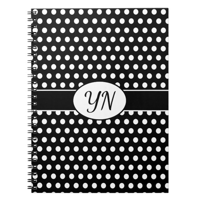 Custom initials Polka Dot  Notebook (Front)