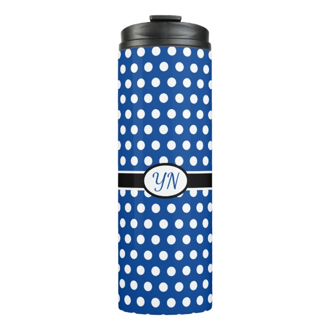 Custom Initials Polka Dot Thermal Tumbler (Front)