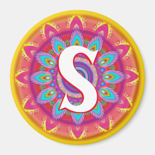 Custom initials psychedelic fridge magnet