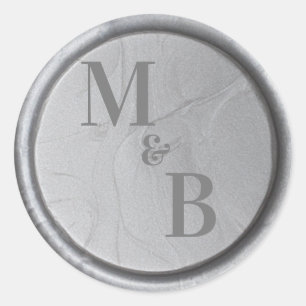 Custom initials silver wax seal wedding stickers