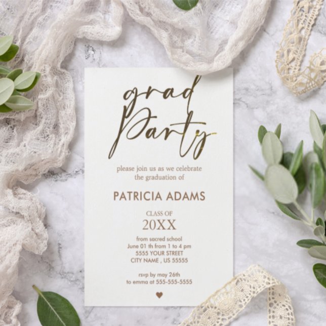Custom insert, calligraphy script Graduation Party Invitation (Creator Uploaded)