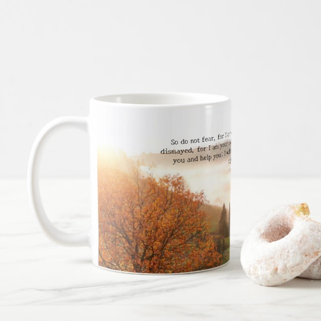 Custom Inspirational bible verse from Isaiah Coffee Mug (With Donut)
