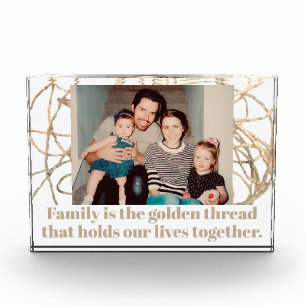 Custom inspirational quote family photo gold white block
