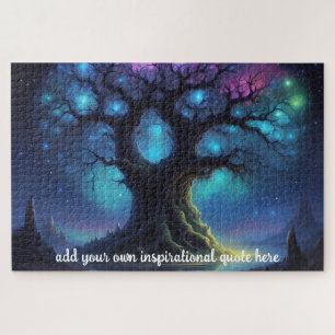 Custom Inspirational Quote Fantasy Tree of Light Jigsaw Puzzle