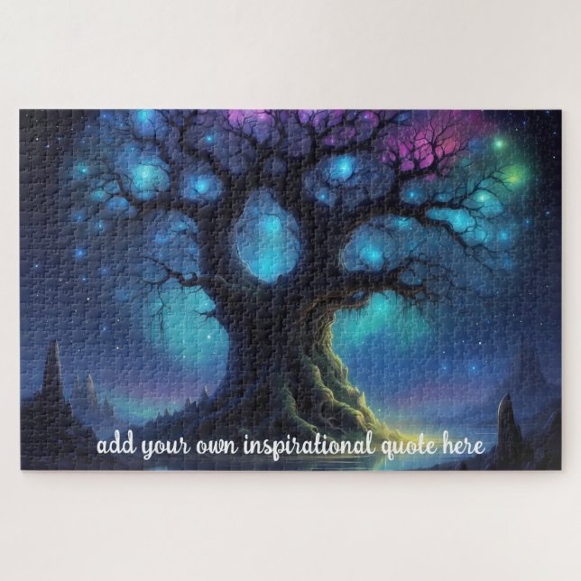 Custom Inspirational Quote Fantasy Tree of Light  Jigsaw Puzzle (Horizontal)