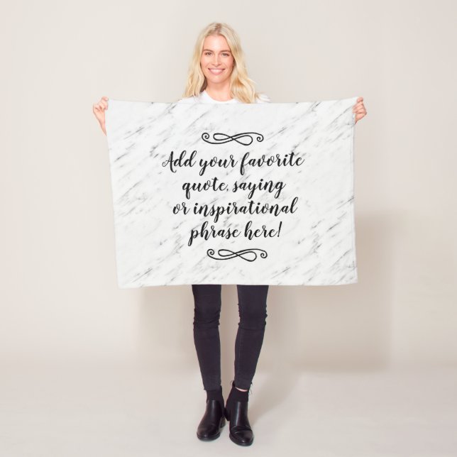 Custom Inspirational Quote Phrase Script Fleece Blanket (In Situ)