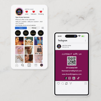 Custom Instagram Business Card | social media QR