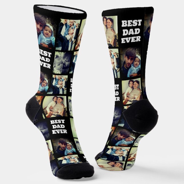 Custom instagram collage photo custom text  socks (Angled)