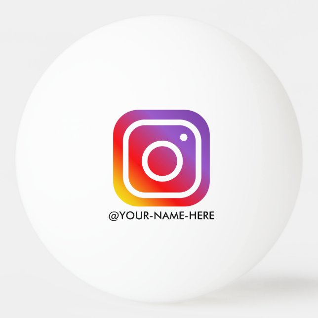 Custom instagram name Minimal Simple Ping Pong Ball (Front)