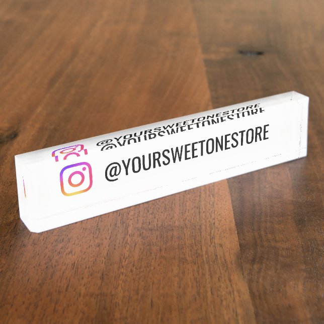 Custom Instagram Name & Social Media Icon  Nameplate (Side)