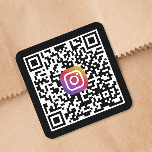 Custom Instagram QR Code Black Stickers Roll