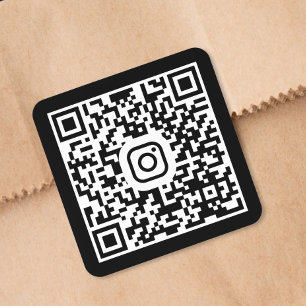 Custom Instagram QR Code Black Stickers Roll