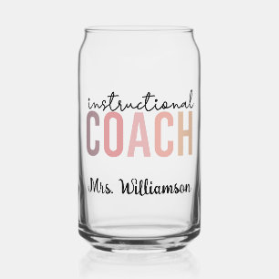 Custom Instructional Coach Educational Coach Retro Can Glass