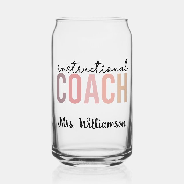 Custom Instructional Coach Educational Coach Retro Can Glass (Front)