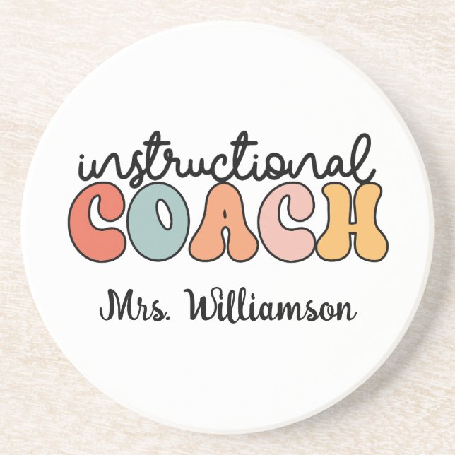 Custom Instructional Coach Educational Coach Retro Coaster (Front)