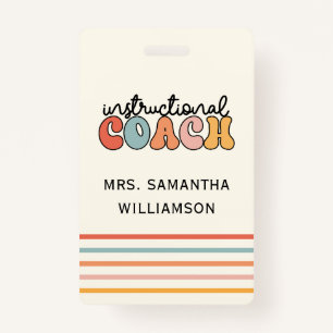 Custom Instructional Coach Educational Coach Retro ID Badge