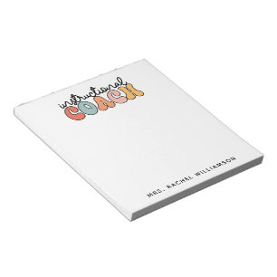 Custom Instructional Coach Educational Coach Retro Notepad