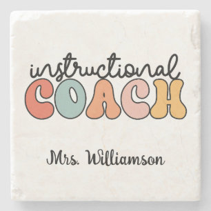 Custom Instructional Coach Educational Coach Retro Stone Coaster