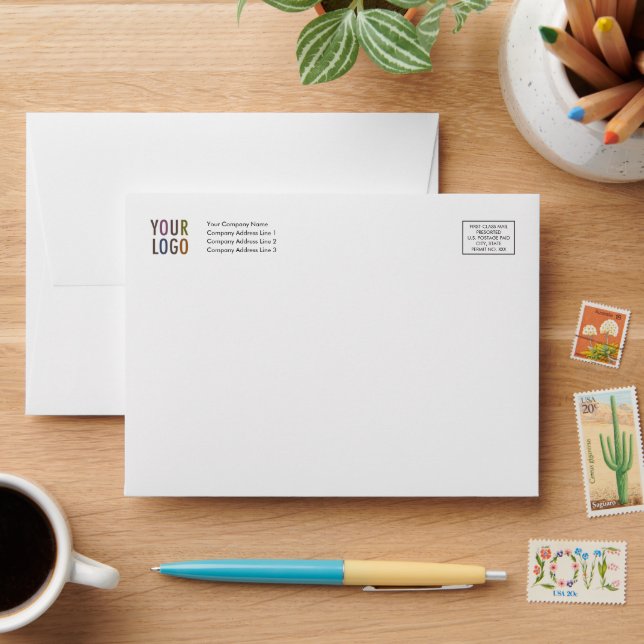 Custom Invitation Envelope A6 Logo Address Indicia (Desk)