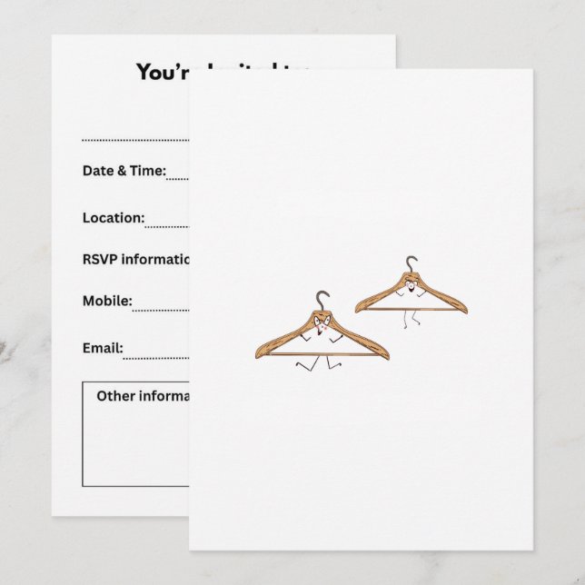 Custom invitation. funny Hangers Invitation (Front/Back)