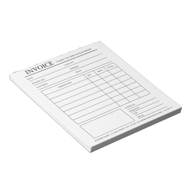 Custom Invoice & Receipt Notepad (Angled)