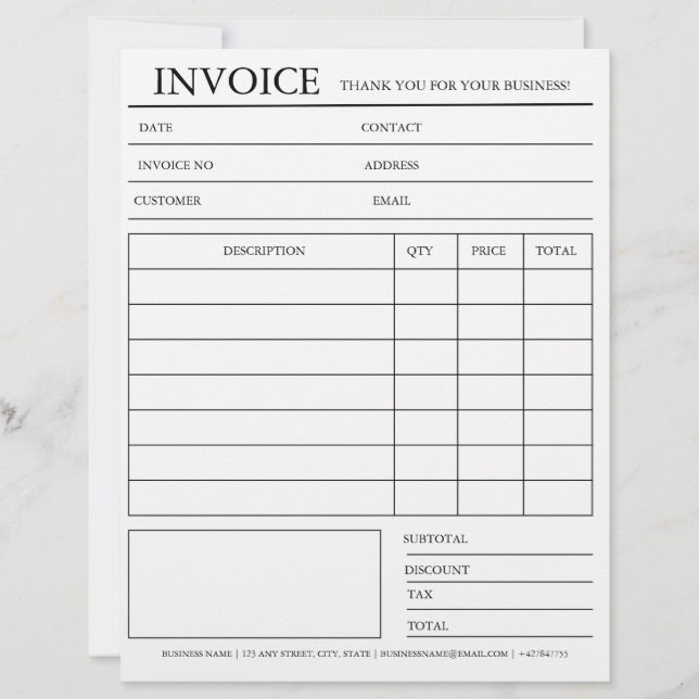 Custom Invoice & Receipt Notepad Letterhead (Front)