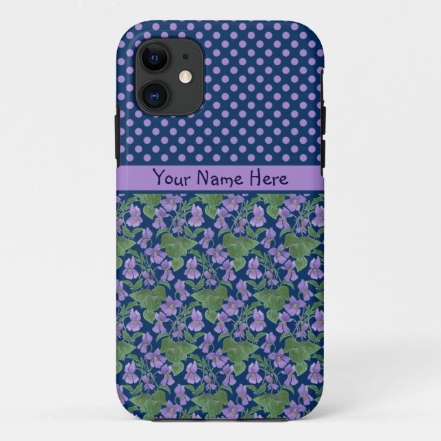 Custom iPhone 5/5s Case, Violets and Polka Dots Case-Mate iPhone Case (Back)