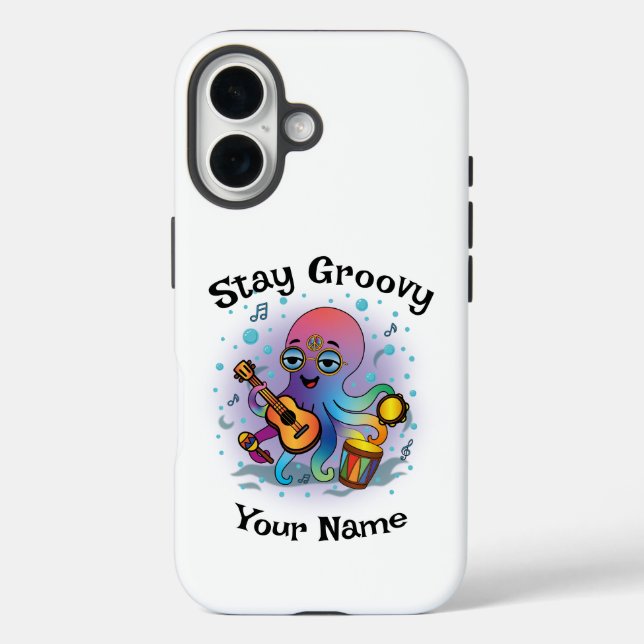 Custom iPhone Case | Retro Octopus | Name & Text (Back)