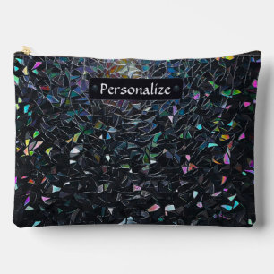 Custom Iridescent Abstract Stained Glass Pattern Accessory Pouch
