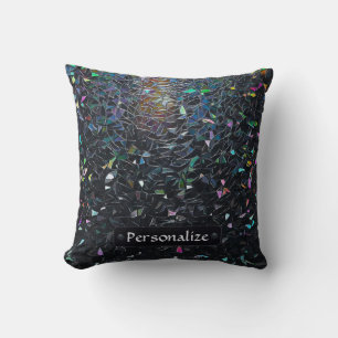 Custom Iridescent Abstract Stained Glass Pattern Cushion