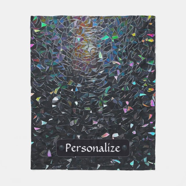 Custom Iridescent Abstract Stained Glass Pattern Fleece Blanket (Front)