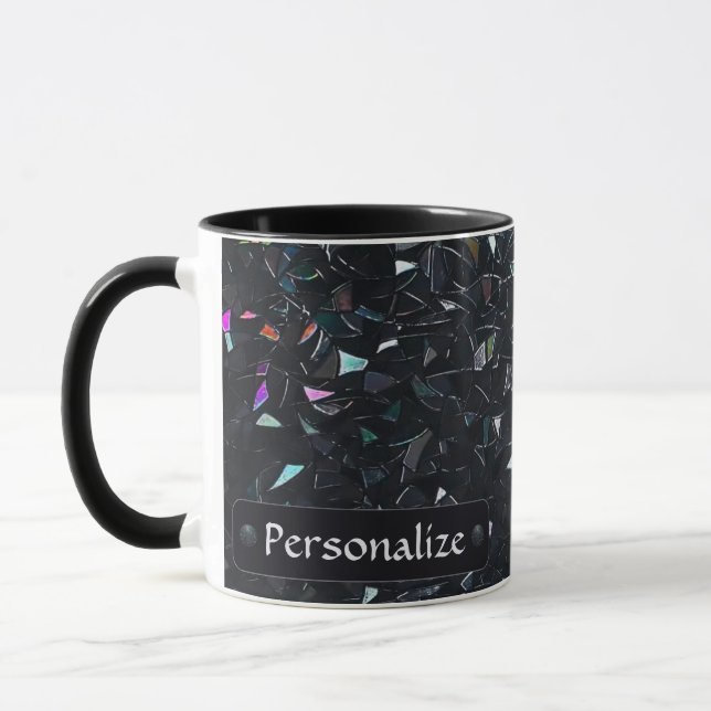 Custom Iridescent Abstract Stained Glass Pattern Mug (Left)