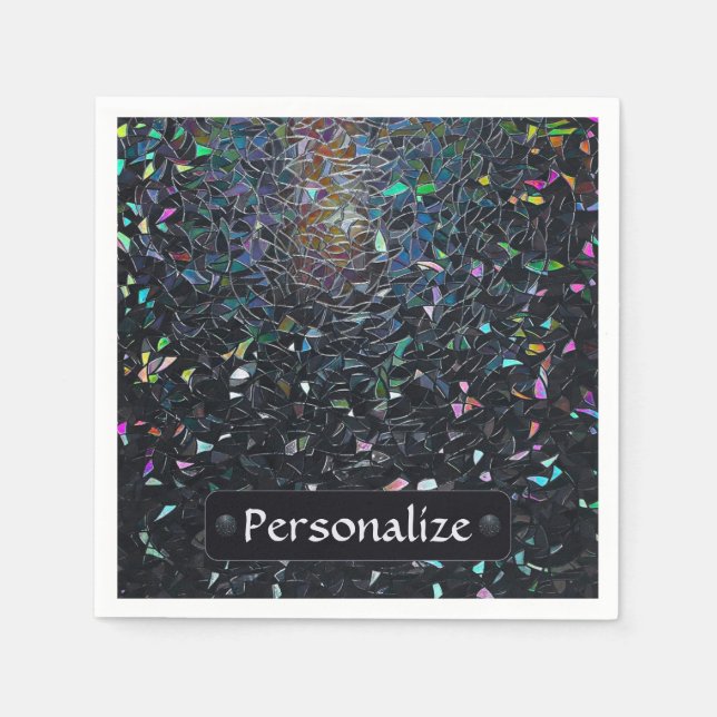 Custom Iridescent Abstract Stained Glass Pattern Napkin (Front)