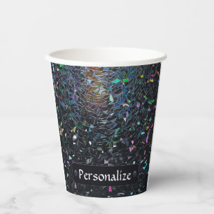 Custom Iridescent Abstract Stained Glass Pattern Paper Cups