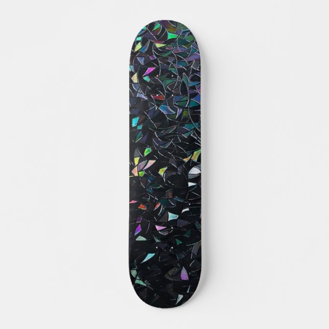 Custom Iridescent Abstract Stained Glass Pattern Skateboard (Front)