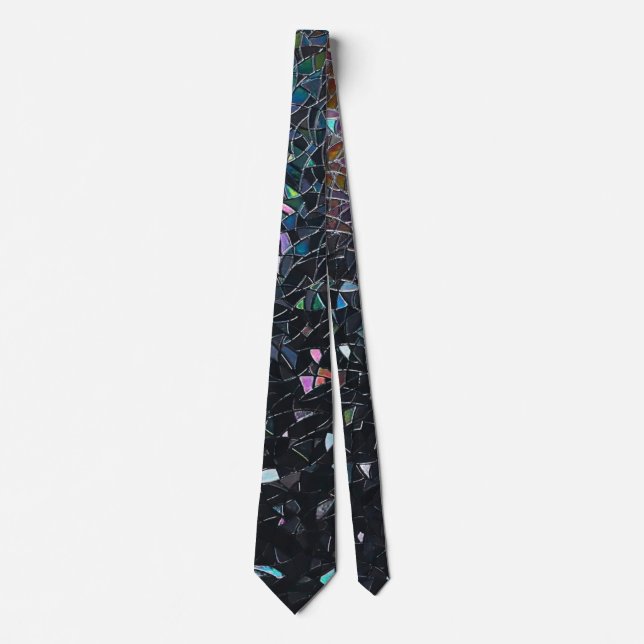 Custom Iridescent Abstract Stained Glass Pattern Tie (Front)