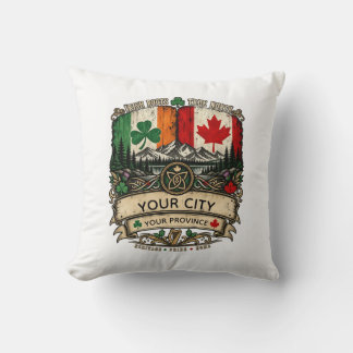 Custom Irish Canadian Flag City Province Heritage  Cushion