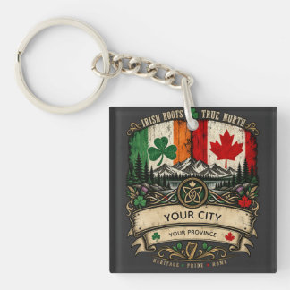 Custom Irish Canadian Flag City Province Heritage  Key Ring