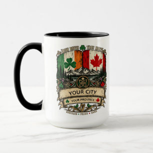Custom Irish Canadian Flag City Province Heritage Mug