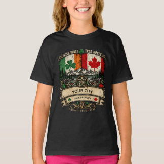 Custom Irish Canadian Flag City Province Heritage  T-Shirt